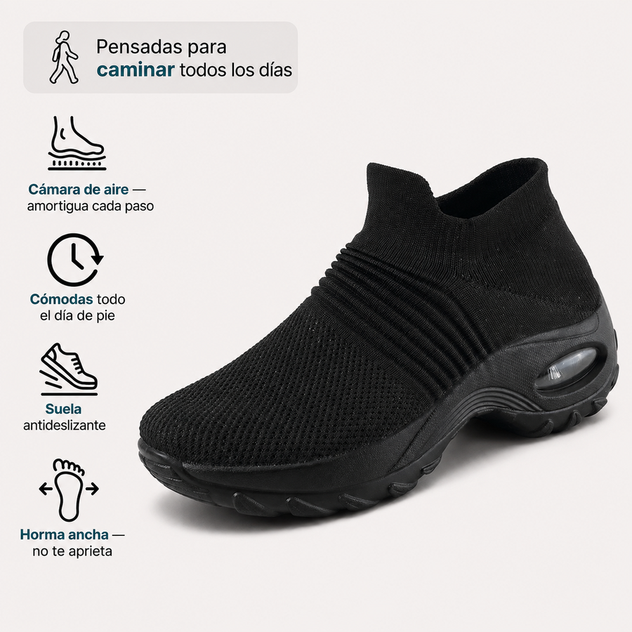 Ribera Gris — Zapatilla sin Cordones con Cámara de Aire