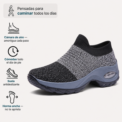 Bulevar Negro — Zapatilla sin Cordones con Cámara de Aire