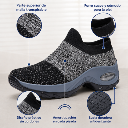 Bulevar Negro — Zapatilla sin Cordones con Cámara de Aire