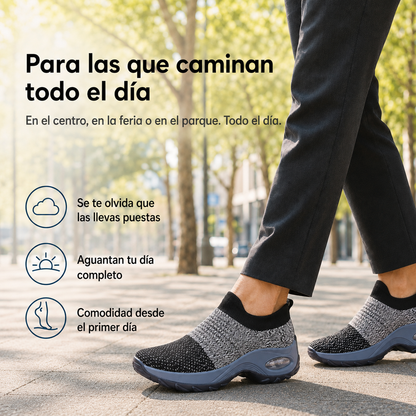 Bulevar Negro — Zapatilla sin Cordones con Cámara de Aire